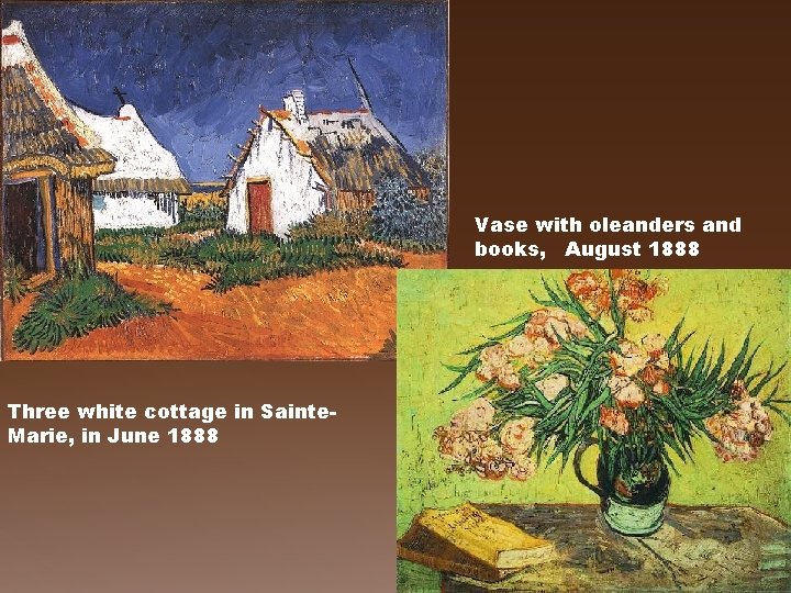 Vase with oleanders and books, August 1888 Three white cottage in Sainte. Marie, in