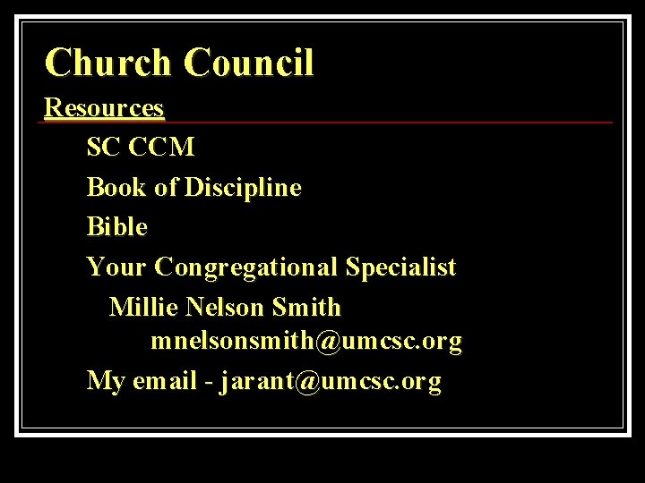 Church Council Resources SC CCM Book of Discipline Bible Your Congregational Specialist Millie Nelson