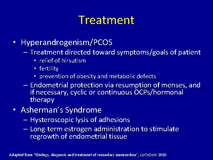 Treatment • Hyperandrogenism/PCOS – Treatment directed toward symptoms/goals of patient • relief of hirsutism