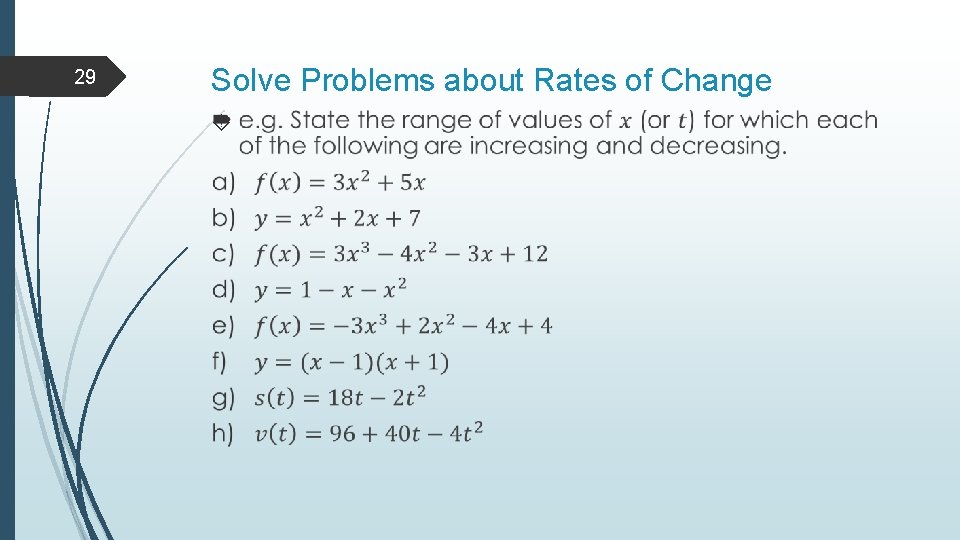 29 Solve Problems about Rates of Change 