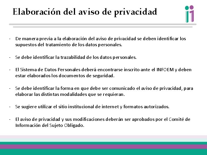 Elaboración del aviso de privacidad - De manera previa a la elaboración del aviso
