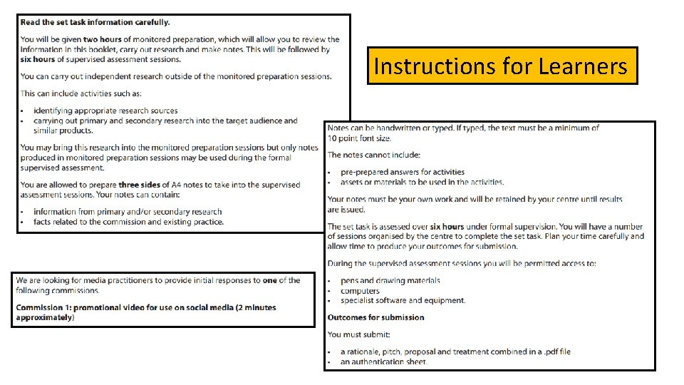 Instructions for Learners 