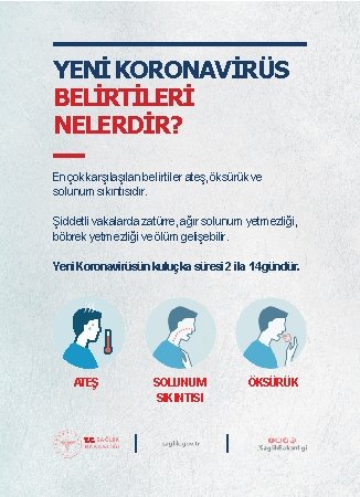 YENİ KORONAVİRÜS BELİRTİLERİ NELERDİR? En çok karşılan belirtiler ateş, öksürük ve solunum sıkıntısıdır. Şiddetli