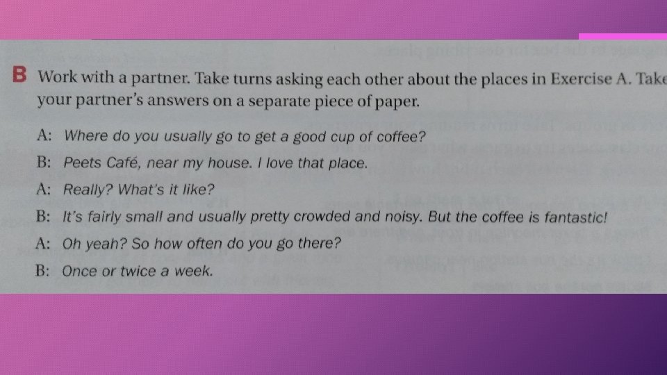 Make the conversation in part B 