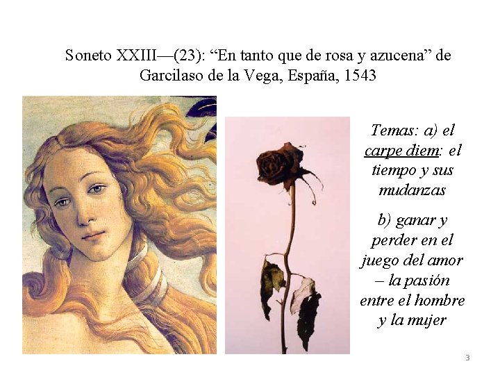 Soneto XXIII—(23): “En tanto que de rosa y azucena” de Garcilaso de la Vega,