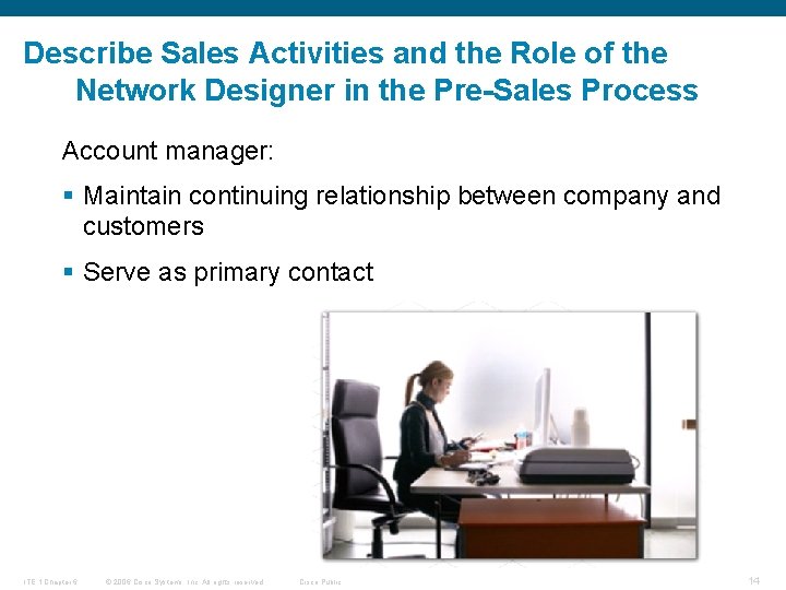 Describe Sales Activities and the Role of the Network Designer in the Pre-Sales Process