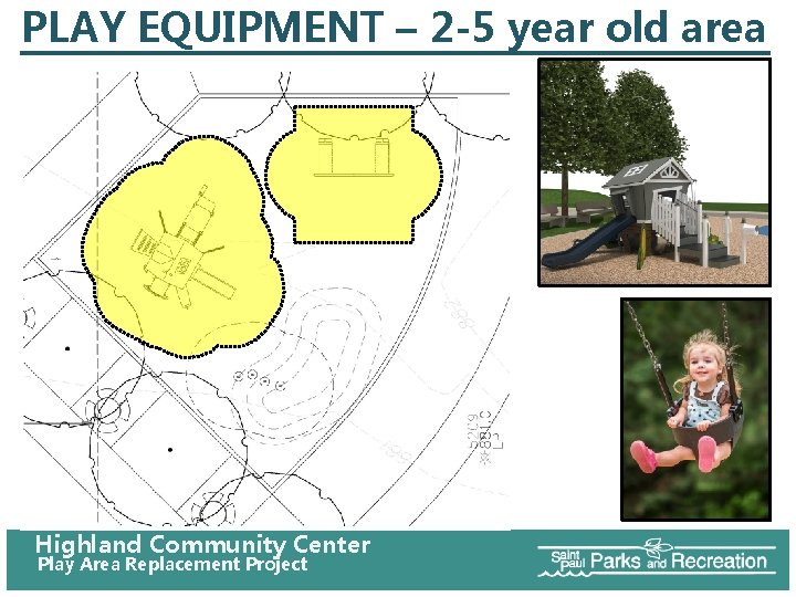 PLAY EQUIPMENT – 2 -5 year old area Highland Community Center Play Area Replacement