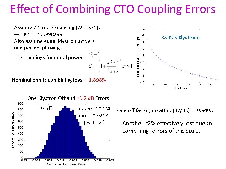 Assume 2. 5 m CTO spacing (WC 1375), e-2 al = ~0. 998799 Also