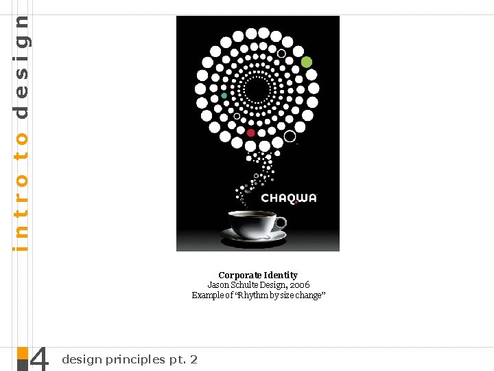 intro to design Corporate Identity Jason Schulte Design, 2006 Example of “Rhythm by size
