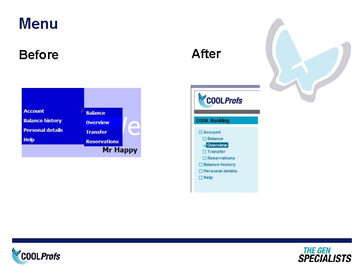 Menu Before After 