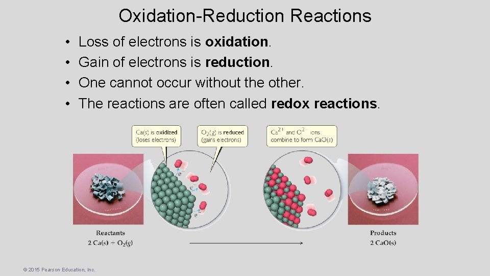 Oxidation-Reduction Reactions • • Loss of electrons is oxidation. Gain of electrons is reduction.