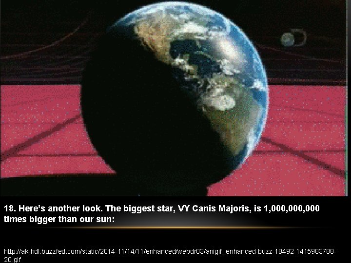 18. Here’s another look. The biggest star, VY Canis Majoris, is 1, 000, 000