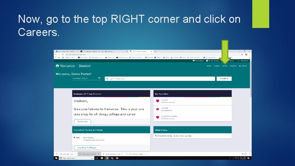 Now, go to the top RIGHT corner and click on Careers. 
