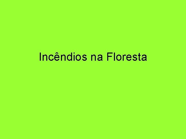 Incêndios na Floresta 