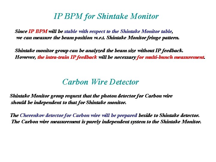 IP BPM for Shintake Monitor Since IP BPM will be stable with respect to
