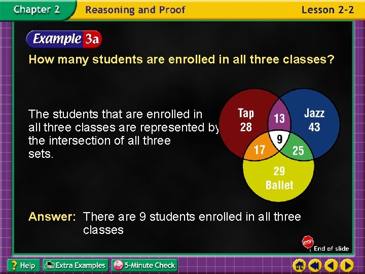 How many students are enrolled in all three classes? The students that are enrolled