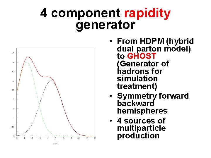 4 component rapidity generator • From HDPM (hybrid dual parton model) to GHOST (Generator