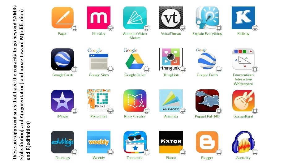 These are apps and sites that have the capacity to go beyond SAMRs S(ubstitution)