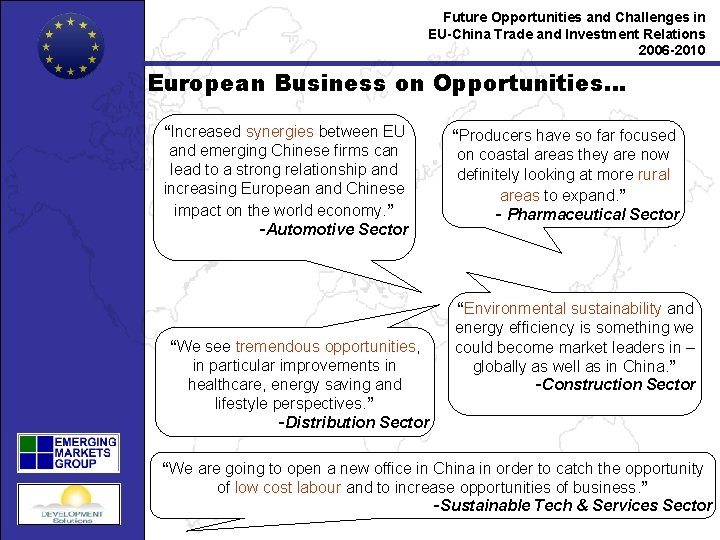 Future Opportunities and Challenges in EUChina Trade and