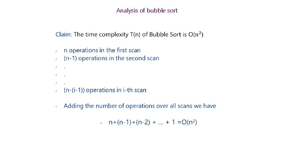 Analysis of bubble sort 