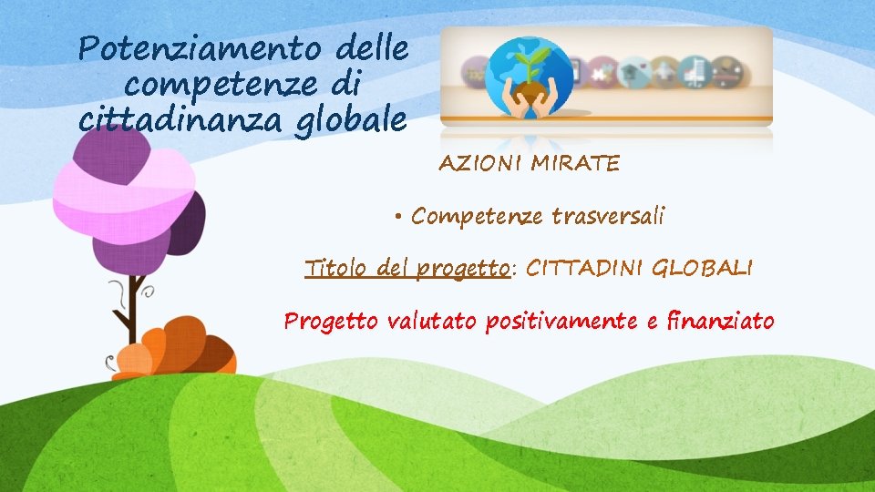 Potenziamento delle competenze di cittadinanza globale AZIONI MIRATE • Competenze trasversali Titolo del progetto: