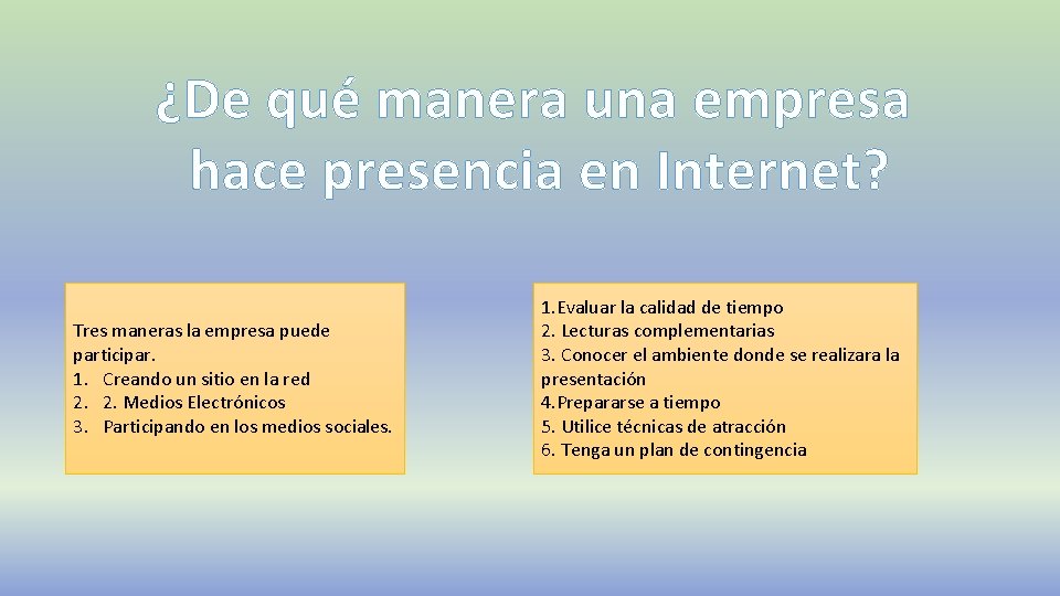 ¿De qué manera una empresa hace presencia en Internet? Tres maneras la empresa puede