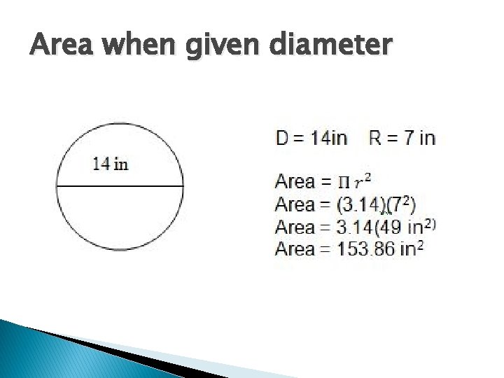 Area when given diameter 
