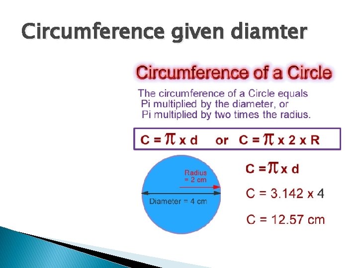 Circumference given diamter 