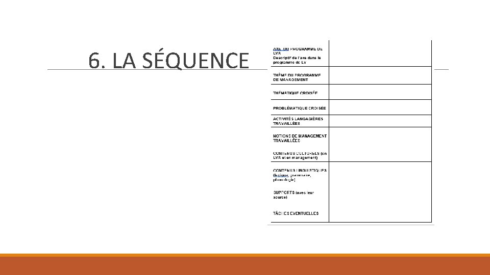 6. LA SÉQUENCE 