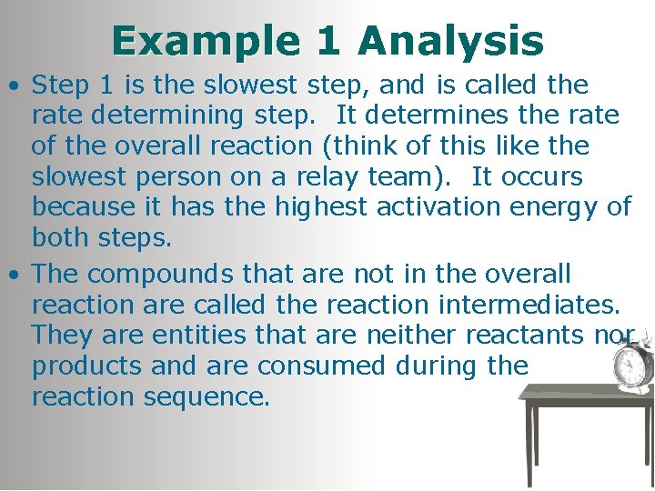 Example 1 Analysis • Step 1 is the slowest step, and is called the