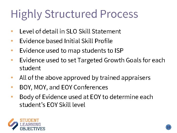 Highly Structured Process Level of detail in SLO Skill Statement Evidence based Initial Skill