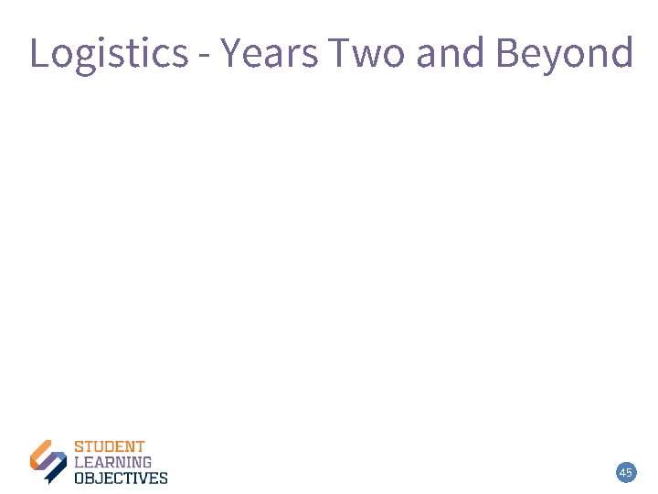 Logistics - Years Two and Beyond 45 