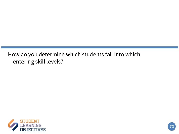 How do you determine which students fall into which entering skill levels? 70 