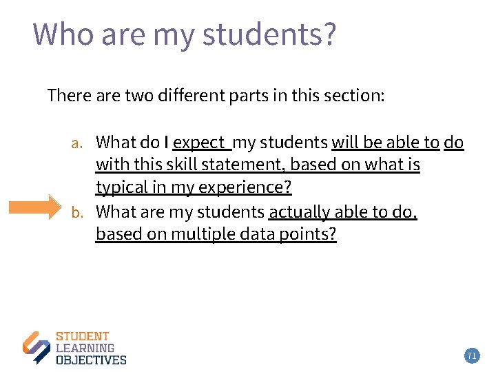 Who are my students? – 2 There are two different parts in this section: