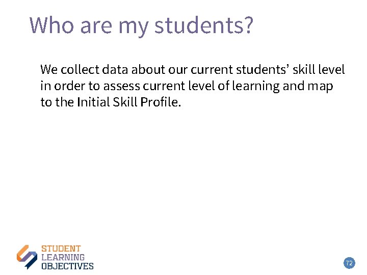 Who are my students? – 3 We collect data about our current students’ skill