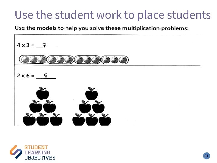 Use the student work to place students 81 