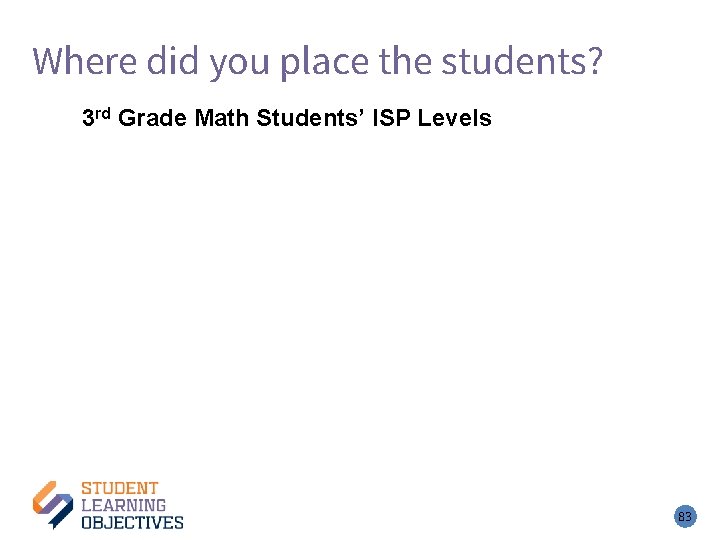 Where did you place the students? 3 rd Grade Math Students’ ISP Levels 83