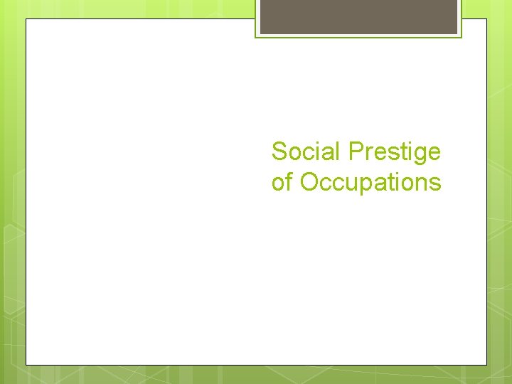 Social Prestige of Occupations 
