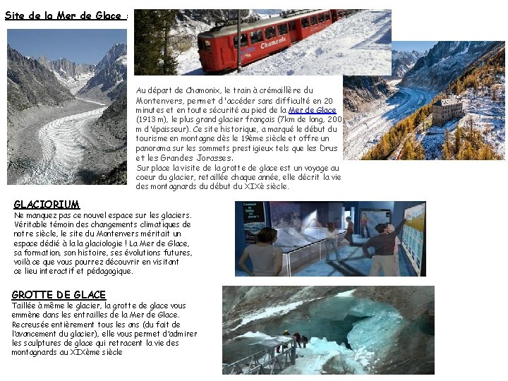 Site de la Mer de Glace : Au départ de Chamonix, le train à
