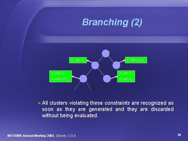 Branching (2) P 2 with P 4 P 2 without P 4 P 2
