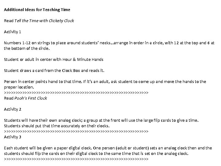 Additional Ideas for Teaching Time Read Tell the Time with Clickety Clock Activity 1