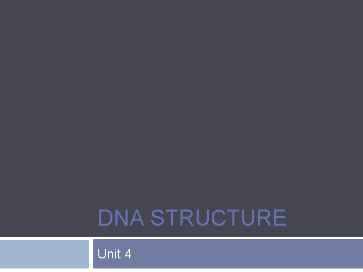 DNA STRUCTURE Unit 4 