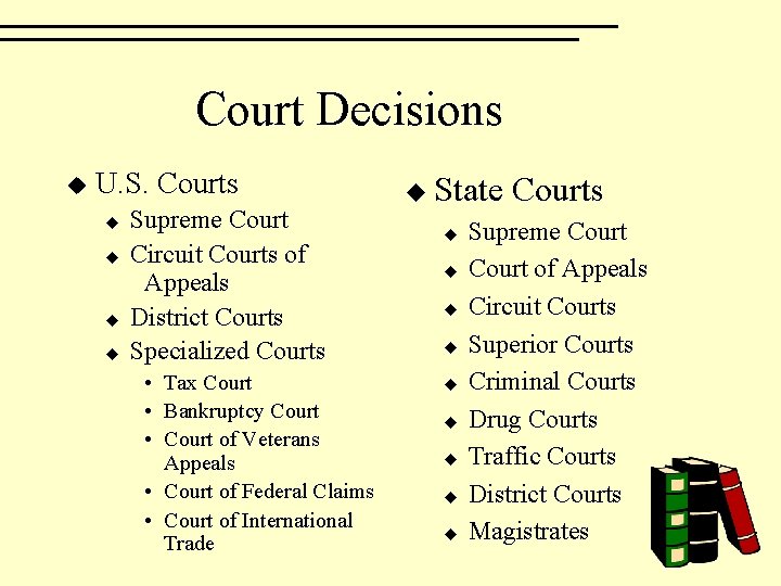 Court Decisions u U. S. Courts u u Supreme Court Circuit Courts of Appeals