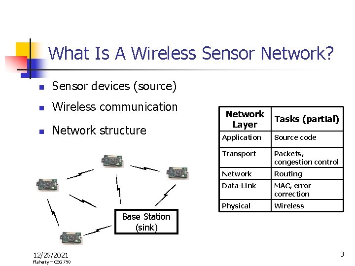 What Is A Wireless Sensor Network? n Sensor devices (source) n Wireless communication n