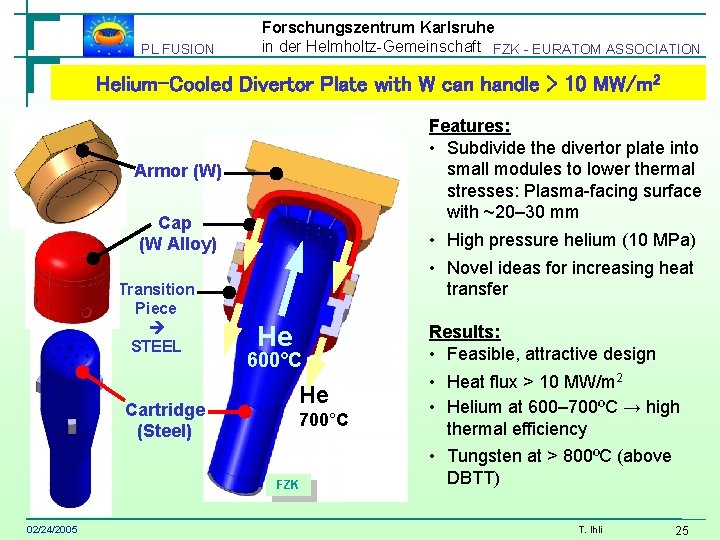 PL FUSION Forschungszentrum Karlsruhe in der Helmholtz-Gemeinschaft FZK - EURATOM ASSOCIATION Helium-Cooled Divertor Plate