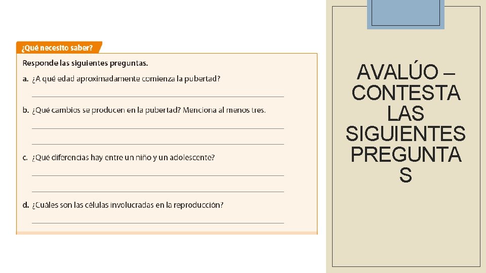 AVALÚO – CONTESTA LAS SIGUIENTES PREGUNTA S 