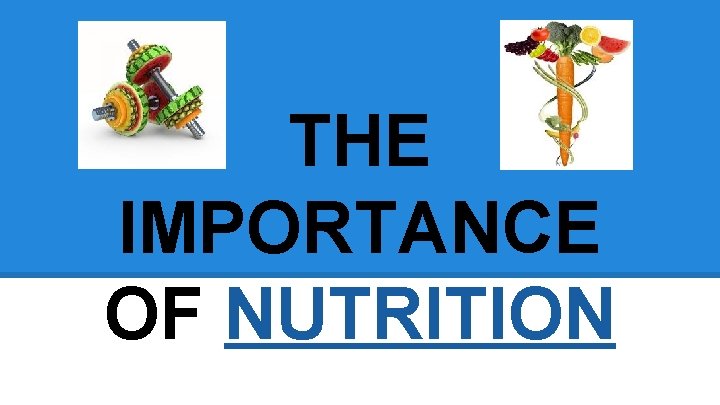 THE IMPORTANCE OF NUTRITION 