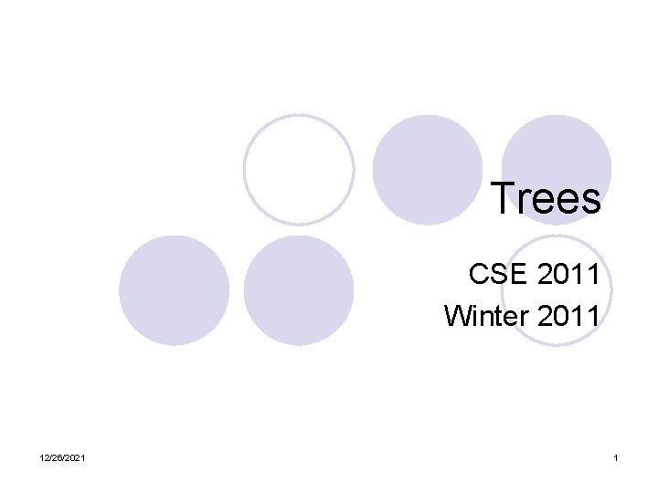 Trees CSE 2011 Winter 2011 12/26/2021 1 