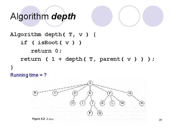 Algorithm depth( T, v ) { if ( is. Root( v ) ) return