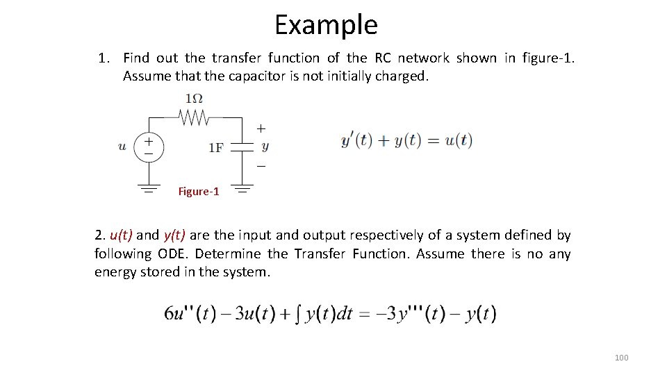 Example 1. Find out the transfer function of the RC network shown in figure-1.